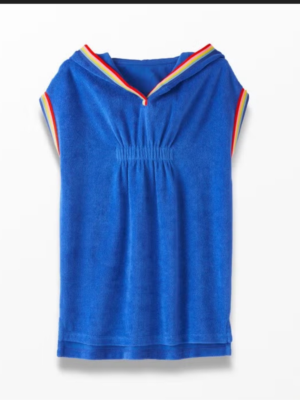 Hanna Andersson Royal Blue Terry Hoodie with Rainbow Trim